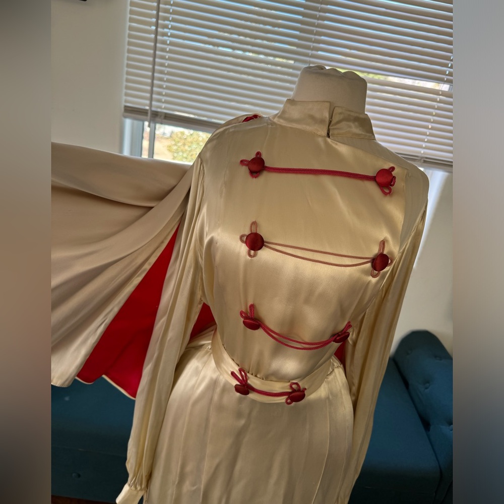 1940s satin cape dress